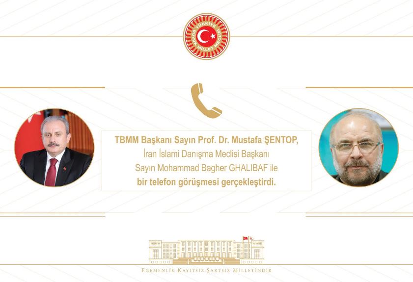  TBMM BAŞKANI ŞENTOP, İRAN İSLAMİ DANIŞMA MECLİSİ BAŞKANI GHALİBAF İLE TELEFONDA GÖRÜŞTÜ